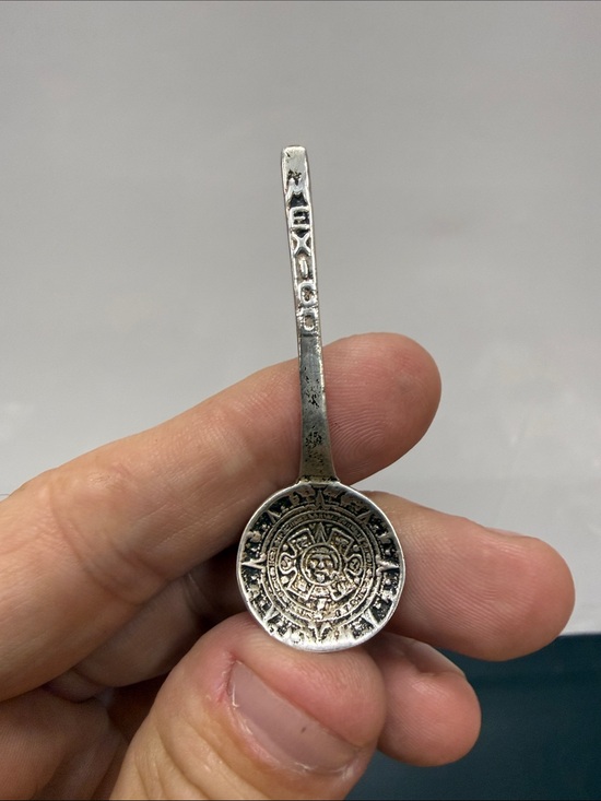 Jewelry - Sterling Silver Mexico Aztec Calendar Mini Spoon - Silver